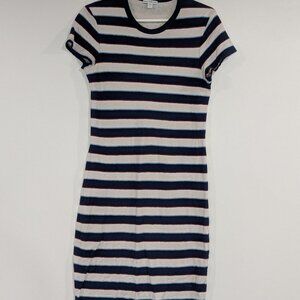 James Perse Striped Double Gauze Maxi Dress White Navy Blue Size 1 Size Small